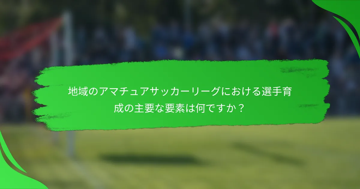地域のアマチュアサッカーリーグにおける選手育成の主要な要素は何ですか?