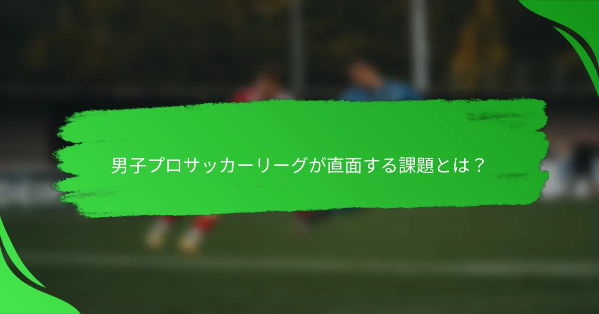 男子プロサッカーリーグが直面する課題とは？
