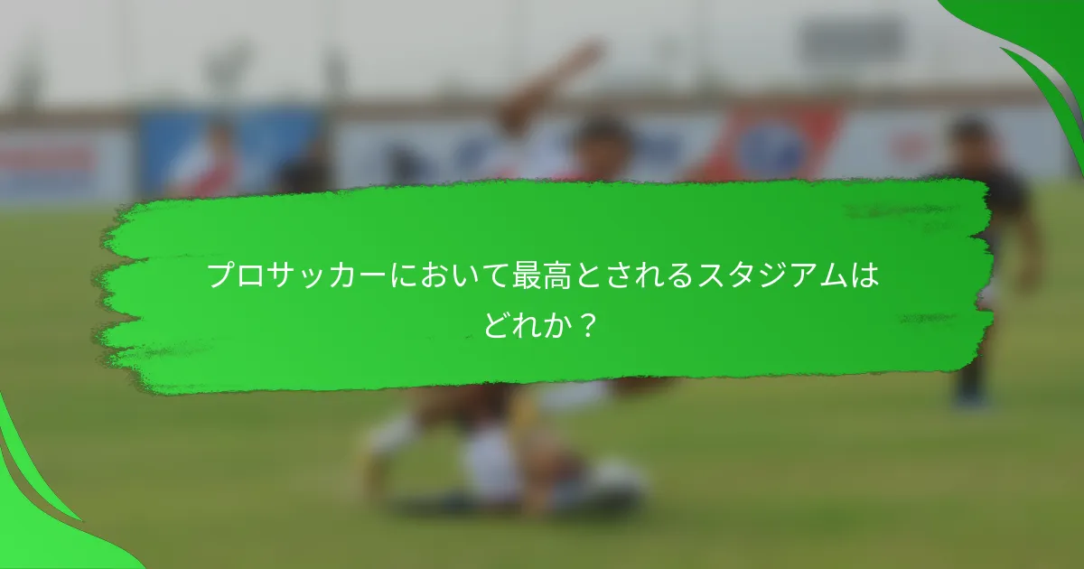 プロサッカーにおいて最高とされるスタジアムはどれか?