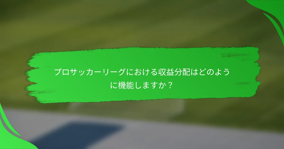 プロサッカーリーグにおける収益分配はどのように機能しますか？