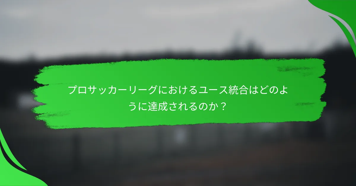 プロサッカーリーグにおけるユース統合はどのように達成されるのか？