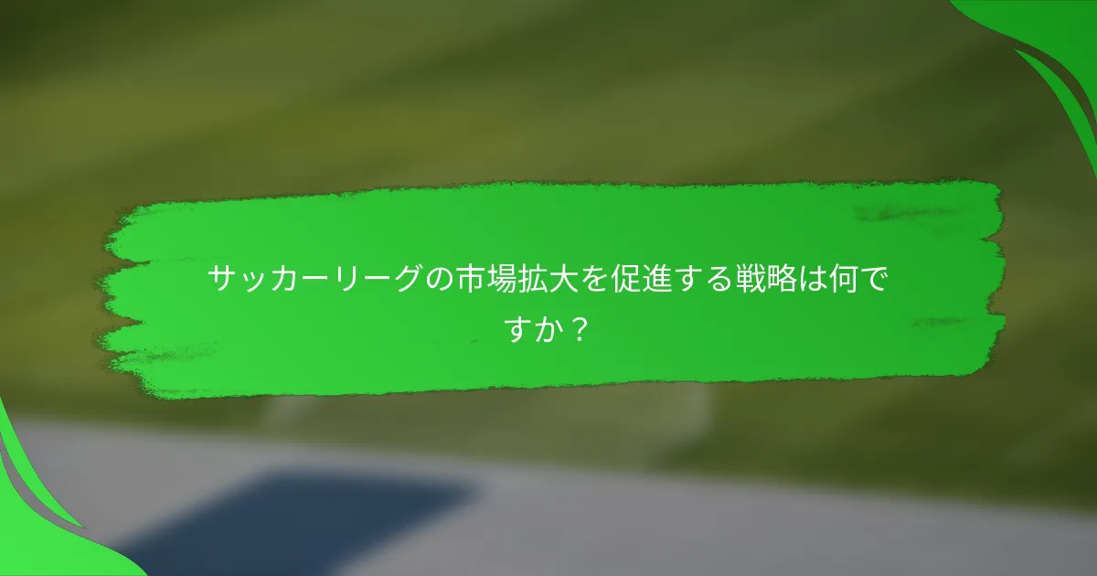 サッカーリーグの市場拡大を促進する戦略は何ですか？