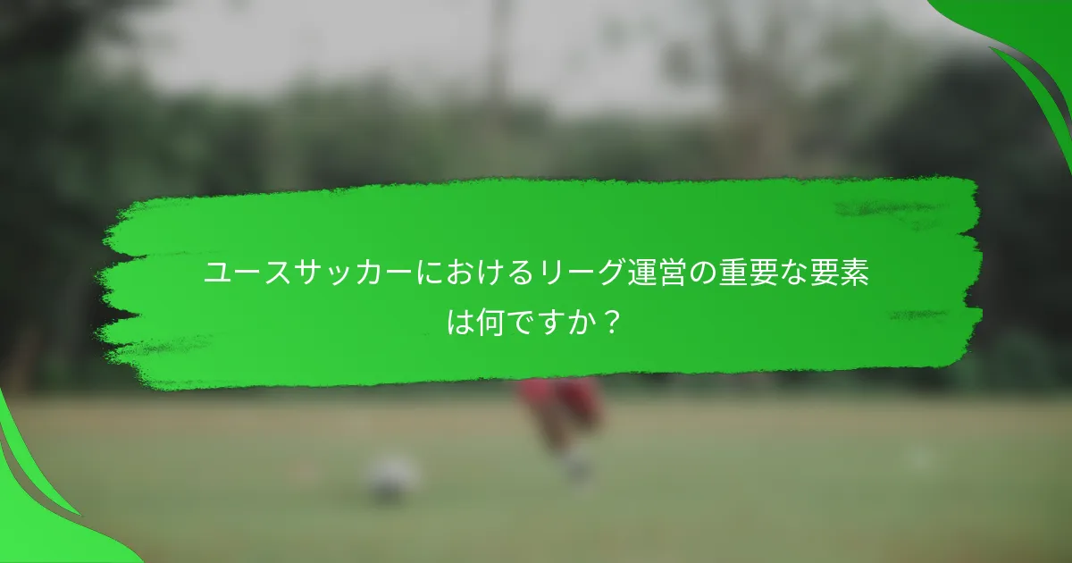 ユースサッカーにおけるリーグ運営の重要な要素は何ですか？